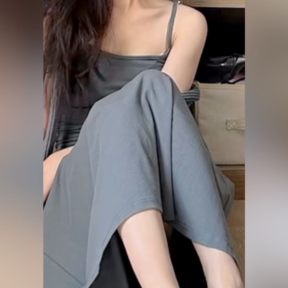 K style Dark green long summer dress
